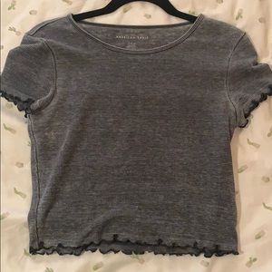 American Eagle ruffled cable knit tee